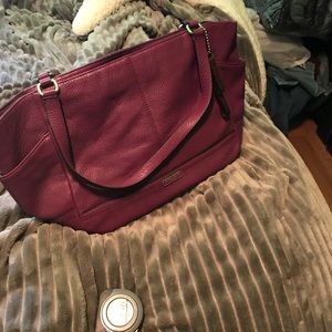 Purple leather Coach tote
